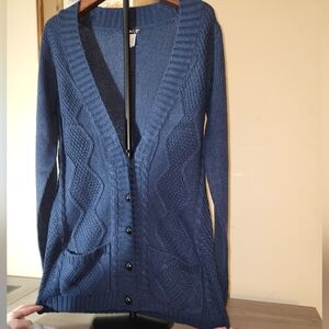NWOT Cozy Knit Button-Up Cardigan Fitted - Blue